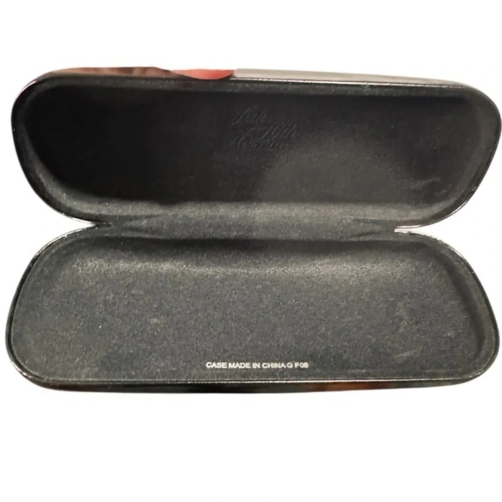SAKS FIFTH🔥AVENUE Designer Black Leather Hard Clam Shell Eyeglass Sunglass Case